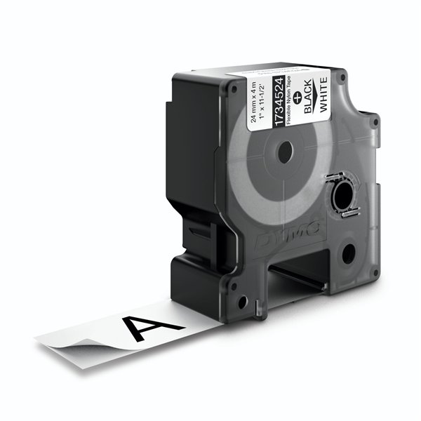 Dymo Rhino nastro IND, Nylon 24 mm x 3,5 m nero su bianco