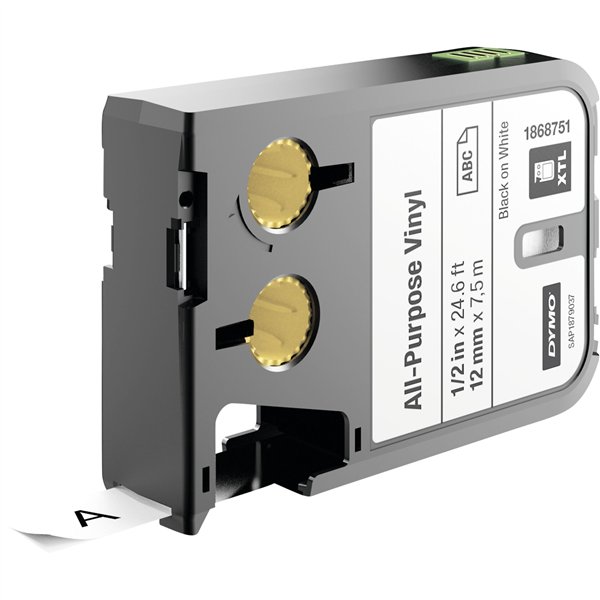 Dymo XTL nastro Vinyl perm. 12 mm x 7 m nero su bianco