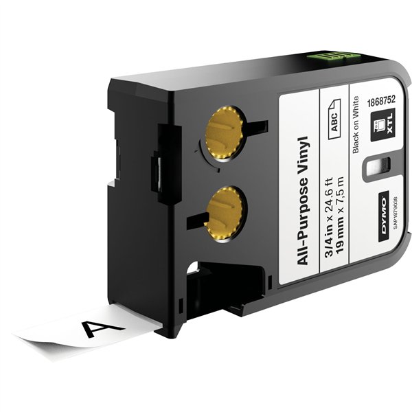 Dymo XTL nastro Vinyl perm. 19 mm x 7 m nero su bianco
