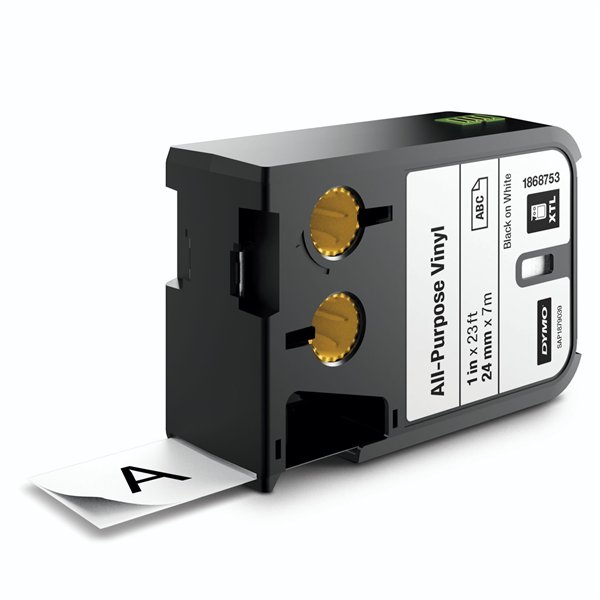 Dymo XTL nastro Vinyl perm. 24 mm x 7 m nero su bianco