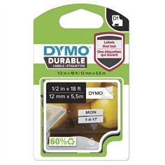 Dymo D1 nastro vinile High Perf. 12 mm x 5,5 m nero su bianco