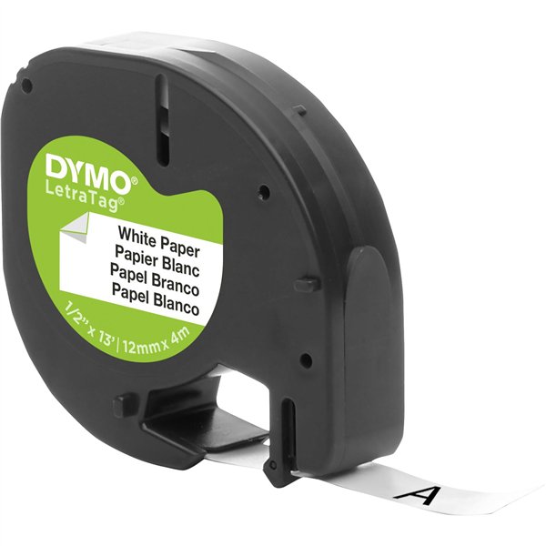 Dymo Letratag nastro carta bian. 12 mm x 4 m