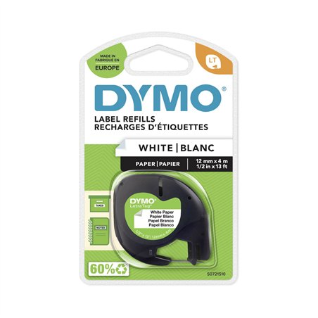 Dymo Letratag nastro carta bian. 12 mm x 4 m