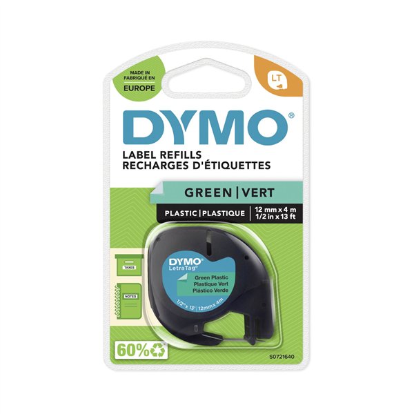 Dymo Letratag nastro plastica verde 12 mm x 4 m
