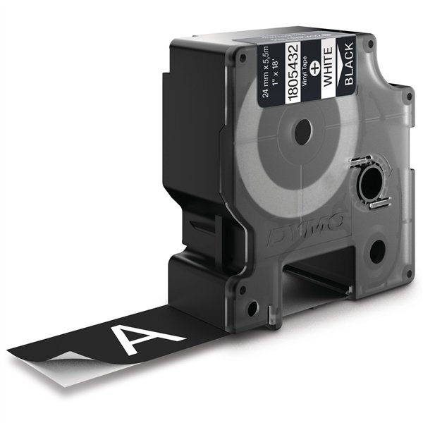 Dymo Rhino 6000+ Vinyl 24 mm x 5,5 m bian. su nero