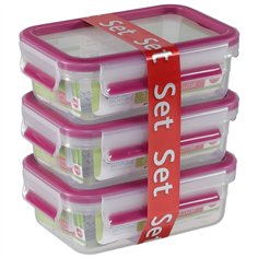 Emsa Food Clip&Close 515582 traspar./rosa 0,55l set di 3 pz.