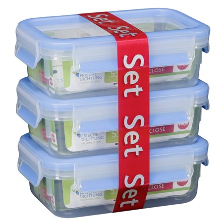Emsa Food Clip&Close trasparente /azzurro set 3 pz. 0,55L