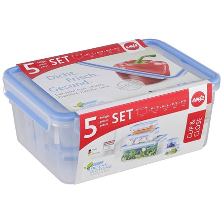 Emsa Food Clip&Close 508568 set 5 pz. transparente/azzurro