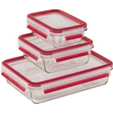 EMSA Clip&Close set  contenitori salvafreschezza in vetro 3pz.