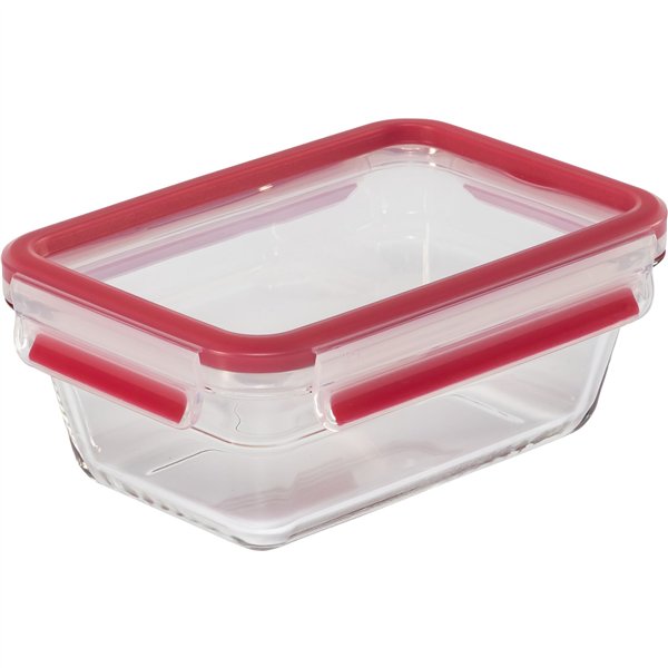 Emsa Clip&Close Glass contenitore 850 ml vetro rosso