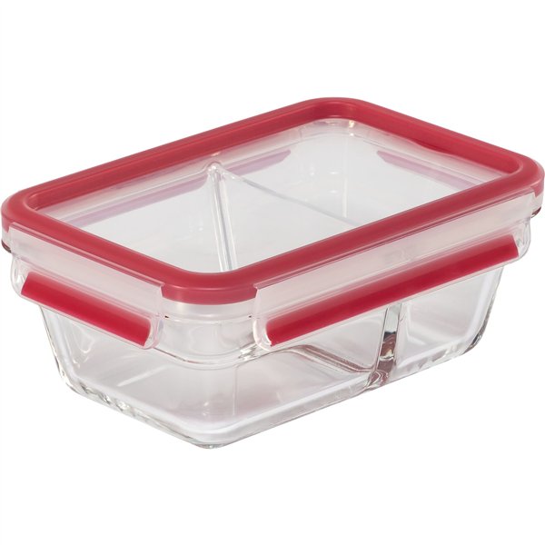 Emsa Clip&Close Glass contenitore 800 ml vetro rosso