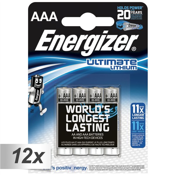 12x4 ENERGIZER Ultimate Lithium Micro AAA LR 03 1,5V