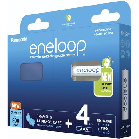 1x4 Panasonic Eneloop Micro AAA 800mAh + Akkubox    BK-4MCDEC4BE