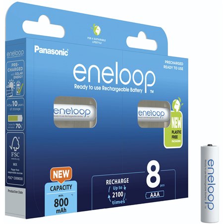 1x8 Panasonic Eneloop Micro AAA 800mAh Ni-MH        BK-4MCDE/8BE