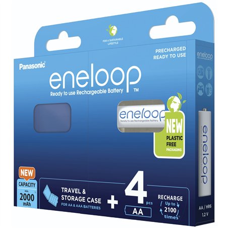1x4 Panasonic Eneloop Mignon AA 2000mAh + Akkubox   BK-3MCDEC4BE