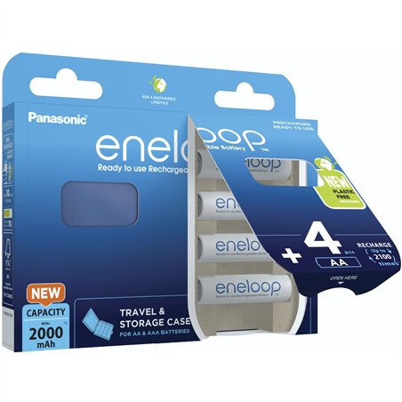 1x4 Panasonic Eneloop Mignon AA 2000mAh + Akkubox   BK-3MCDEC4BE