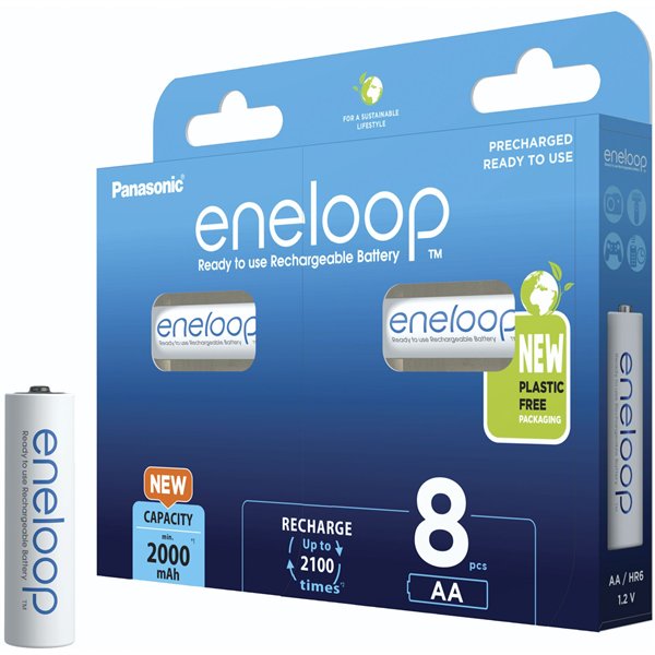 1x8 Panasonic Eneloop Mignon AA 2000mAh Ni-MH       BK-3MCDE/8BE