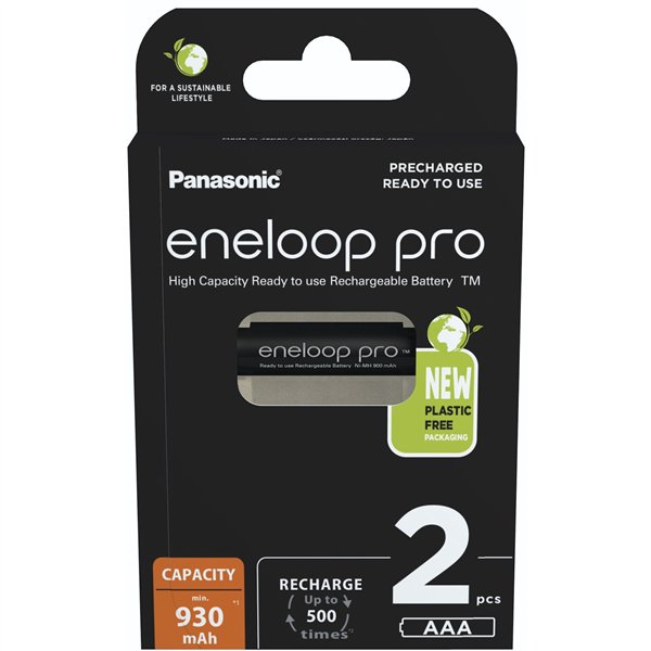 1x2 Panasonic Eneloop Pro Micro 930mAh AAA Ni-MH    BK-4HCDE/2BE