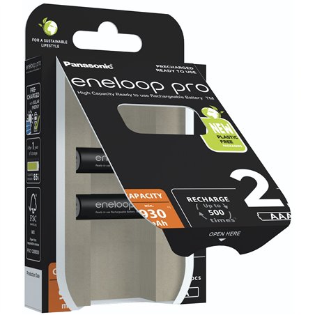 1x2 Panasonic Eneloop Pro Micro 930mAh AAA Ni-MH    BK-4HCDE/2BE