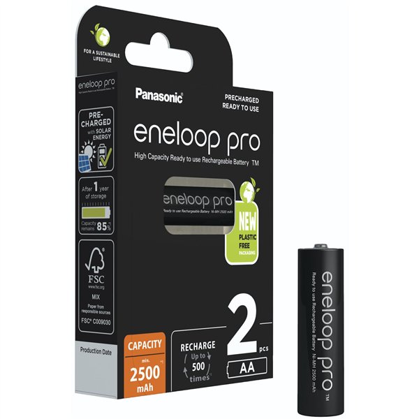 1x2 Panasonic Eneloop Pro Mignon 2500mAh AA Ni-MH    BK-3HCDE/2BE