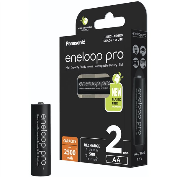 1x2 Panasonic Eneloop Pro Mignon 2500mAh AA Ni-MH    BK-3HCDE/2BE