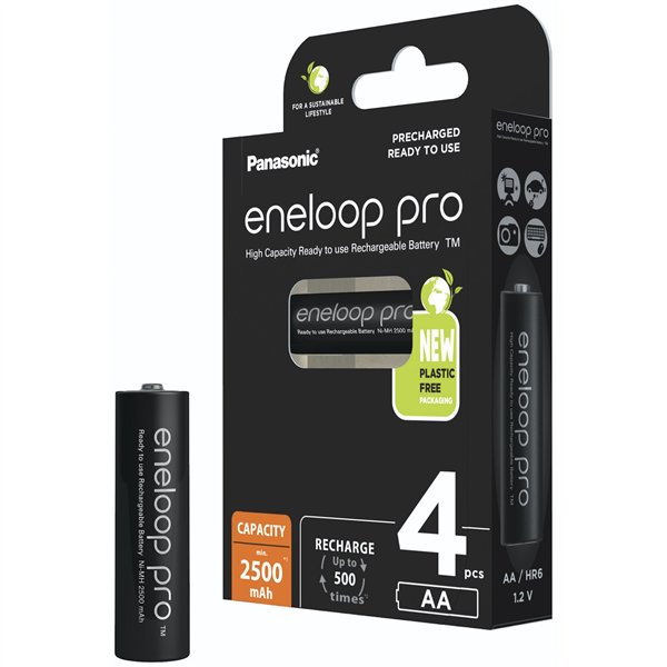 1x4 Panasonic Eneloop Pro Mignon 2500mAh AA Ni-MH    BK-3HCDE/4BE