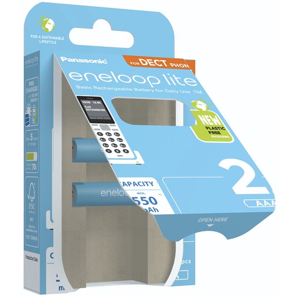 1x2 Panasonic Eneloop lite Micro 550mAh AAA DECT     BK-4LCCE/2DE