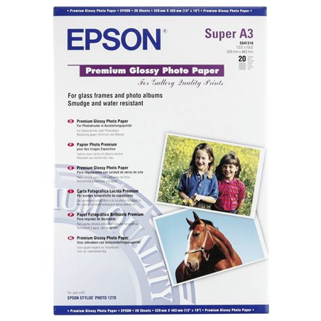 Epson Premium Glossy Photo Paper A 3+, 20 fogli, 255 g   S 041316