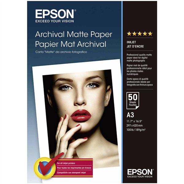 Epson Archival Matte carta A 3, 50 f., 192 g    S 041344