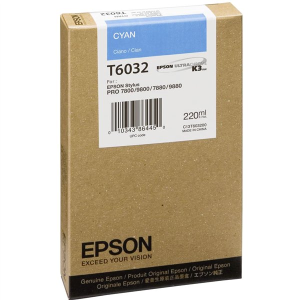 Epson cartuccia     ciano T 603  220 ml             T 6032