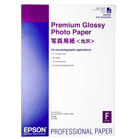 Epson Premium Glossy Photo Paper A 2, 25 fogli, 255 g    S 042091