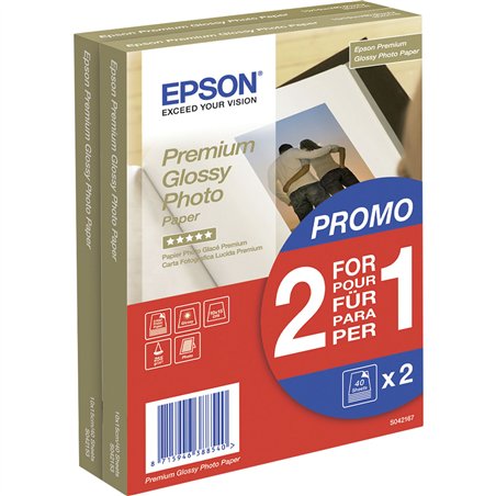 2x 40 Epson Premium Glossy Photo carta 10x15 cm, 255 g
