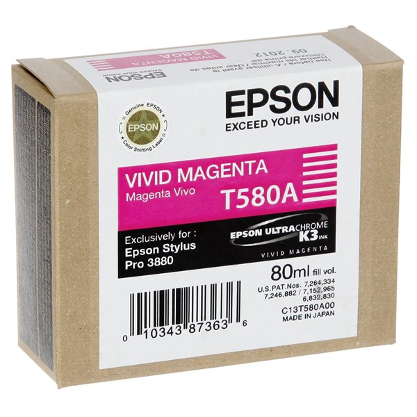 Epson cartuccia     vivid magenta T 580 80 ml       T 580A
