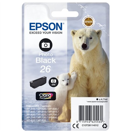 Epson cartuccia foto nero Claria Premium T 261      T 2611