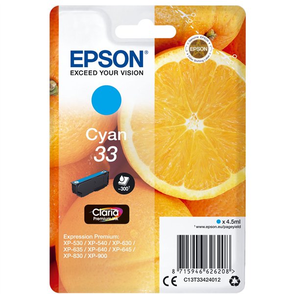 Epson cartuccia ciano Claria Premium 33         T 3342