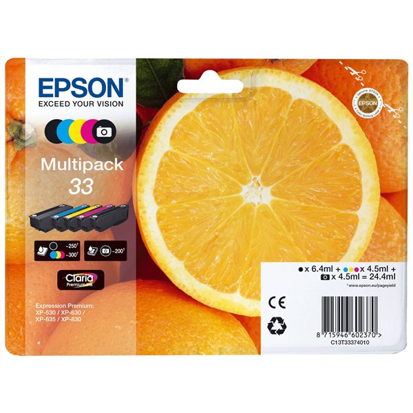 Epson Multipack Claria Premium BK/PBK/C/M/Y 33           T 3337