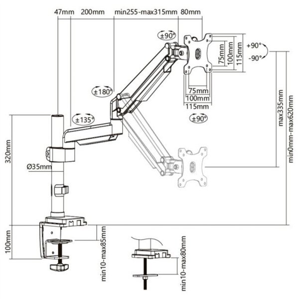 Equip 17 -32  Articulating Monitor Desk Mount Bracket