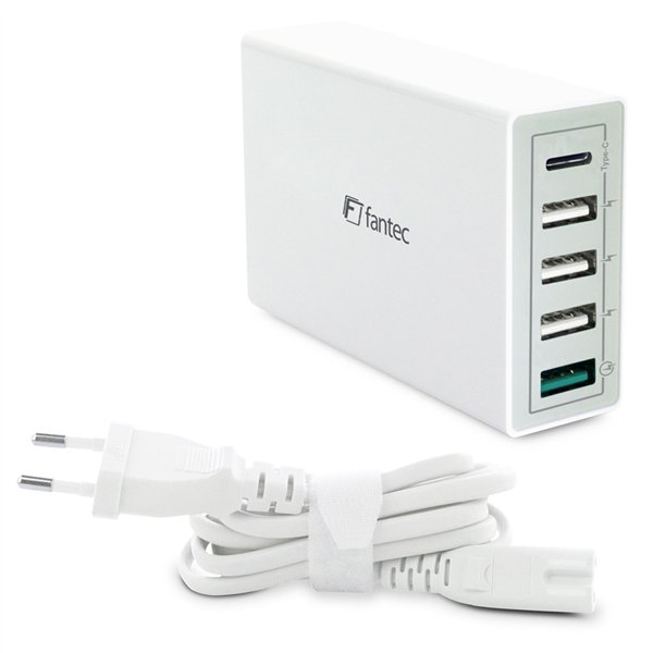 FANTEC QC3-A51 carica rapida 3.0 40W 5 USB Ports bianco