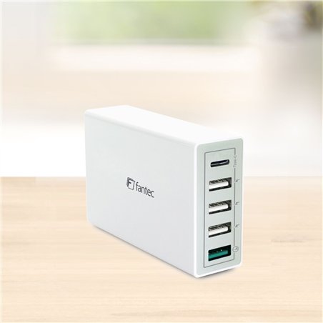 FANTEC QC3-A51 carica rapida 3.0 40W 5 USB Ports bianco