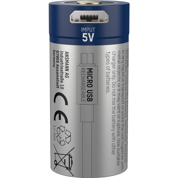 Ansmann 16340 Li-Ion batt.850mAh 3,6V Micro USB ingr. 1300-0015