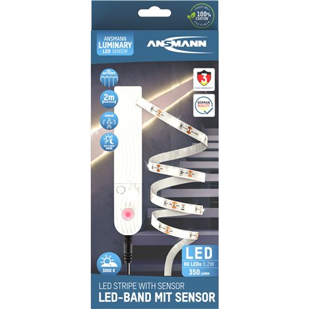 Ansmann striscia LED con sens.2m 60 LEDs bianco caldo 1600-0436