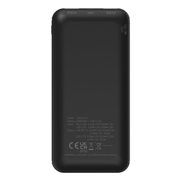 Ansmann Powerbank 20.000 mAh PB320PD USB-C Ein/Ausg.1700-0147