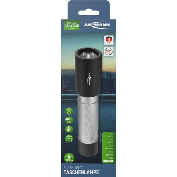Ansmann LED torcia elettr. Daily Use 300B incl.2xBaby C 1600-0430