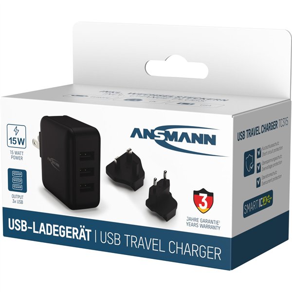 Ansmann caricabatt.da via.TC315 2 USB-Ports 15W        1001-0139