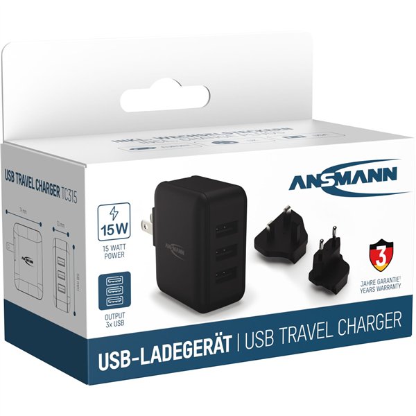 Ansmann caricabatt.da via.TC315 2 USB-Ports 15W        1001-0139