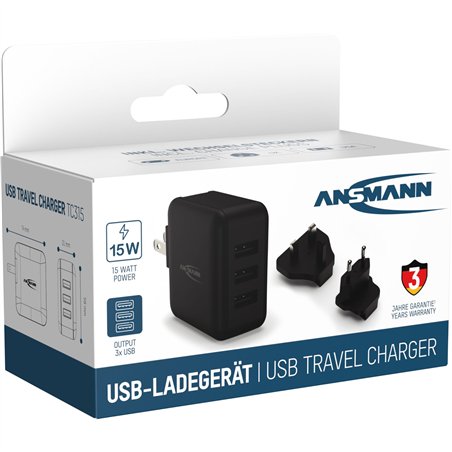 Ansmann caricabatt.da via.TC315 2 USB-Ports 15W        1001-0139