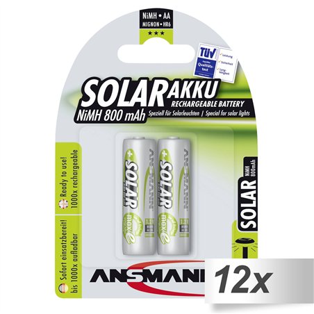 12x2 Ansmann maxE NiMH batt. Mignon AA 800 mAh SOLAR