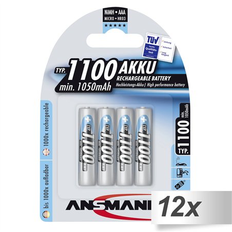 12x4 Ansmann NiMH batt. 1100 Micro AAA 1050 mAh