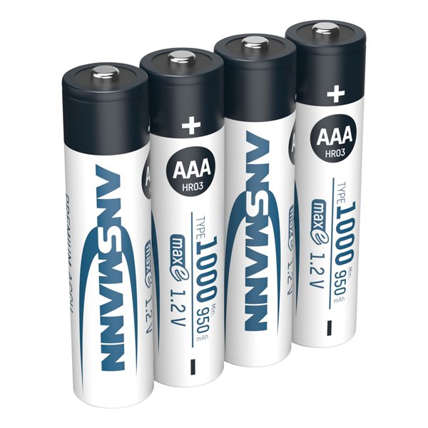 12x4 Ansmann NiMH batt. 1000 Micro AAA 950 mAh