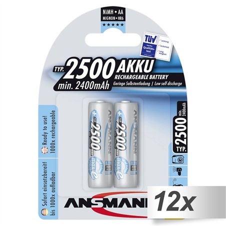 12x2 Ansmann maxE NiMH Akku 2500 Mignon AA 2400 mAh